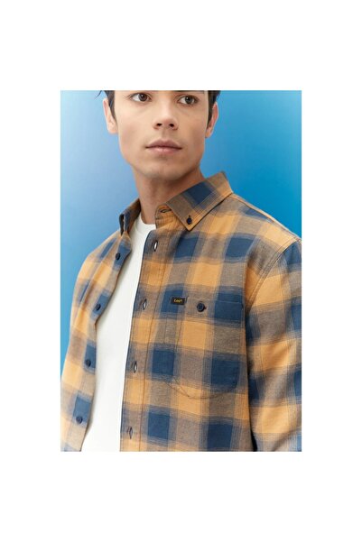 Lee Erkek Kahverengi Klasik Yaka Gömlek