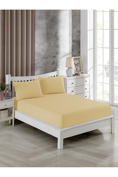 FAVORİST Yellow Single Elastic Sheet Set - 100x200, 1 Pillowcase