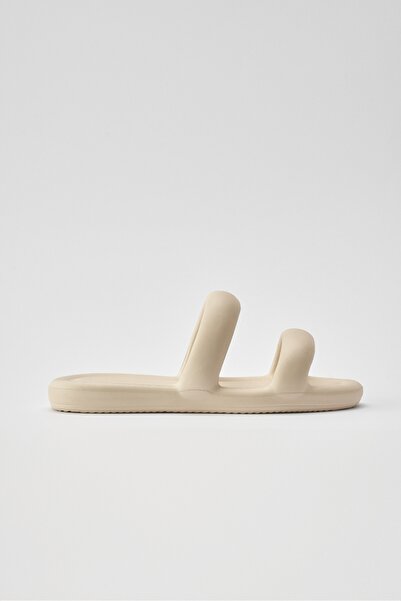 OZYO Arina Krem Çift Bant Eva Yazlık Plaj - Günlük Platform Terlik