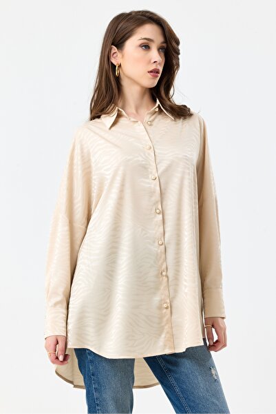 MD trend Γυναικείο τουνίκ με σατέν σχέδιο Zebra - Μακρύ πουκάμισο oversize