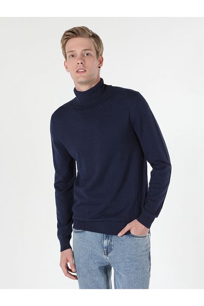 Colin's Pulover albastru pentru bărbați Slim Fit Fisherman Cl 1023624