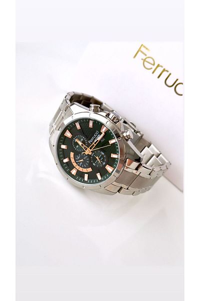 Ferrucci FErrUCCi̇ men's Wristwatch - Silver Color, Green Inner Dial, Working Inner Function