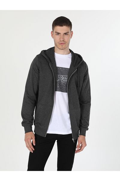 Colin's Anthracite Colored Regular Fit Men's Sweatshirt - Hooded CL 1002717