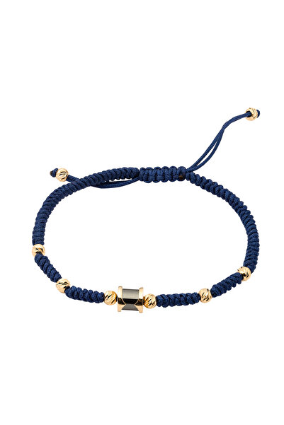 Uşaklıhafız 1945 14 Ayar Altın Dorikalı Mavi İpli Erkek Bileklik
