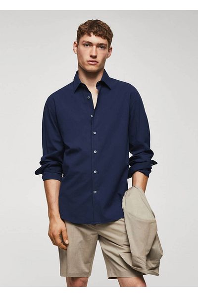 MANGO Man Bavlněná košile Slim Fit Seersucker