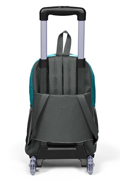 Coral High Turquoise and Gray Batik Patterned School Backpack with Squeegee for Kids - 23968