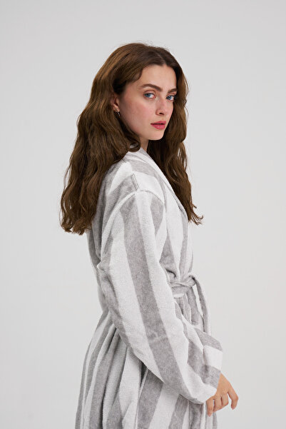 Homelover Extra Soft Luxury Design - Cotton Striped Women's Bathrobe for Bathroom