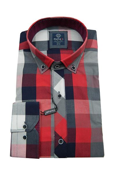 REHALLİ Мъжка риза Slim Fit на каре Bgl-st00878