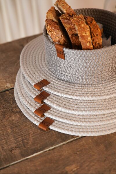 Genel Markalar 6 Adet Hasır Supla Gri /amerikan Servisi Ekmeklik Sepet Renk T...