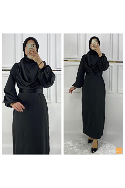 PIRLANTA GİYİM Kadın Siyah Saten Abiye - 339