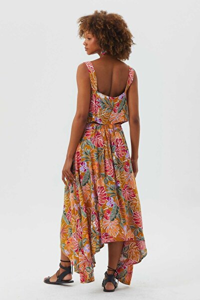 Clandestino Asimetrik Kesim Desenli Bohem Etek