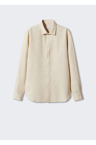 MANGO Man Regular Kesim Keten Pamuklu Gömlek