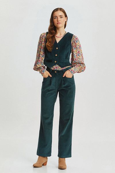 Clandestino Bohemian Style V-Neck Classic Cut Women's Vest Turquoise