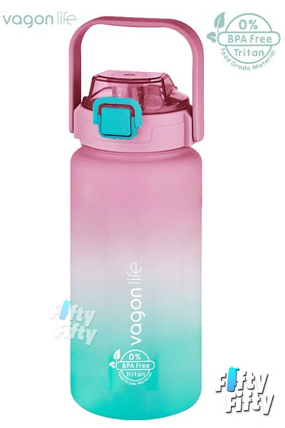 Vagonlife Tritan Bpa-free 1500ml with/without Straw Dual Color SoftTouch Motivation Water Bottle