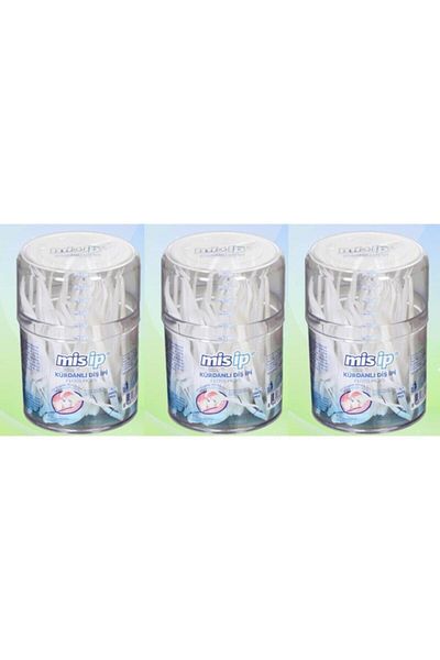 Mis İp Toothpick Dental Floss 50-Pack Cylinder Box 3 Pieces Cbkshop