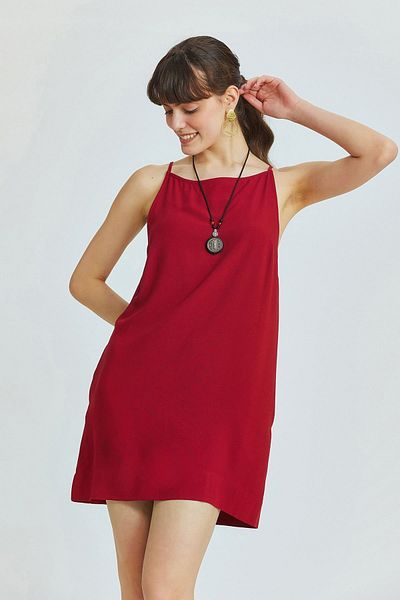 Clandestino Rochie de vară mini de bază burgundy