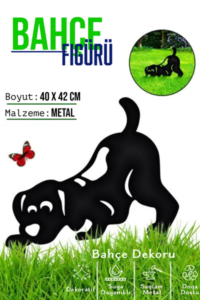 3art Metal Dekoratif Metal Bahçe Süsü - Bahçe Dekorasyonu - Saksı Üstüne Heyk...