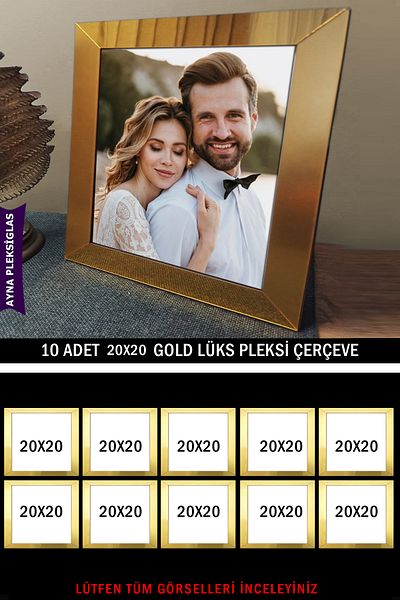 Bytwo 10 Pieces 20x20 Gold Mirror Plexiglass Frame - Luxury Plexiglass Frame
