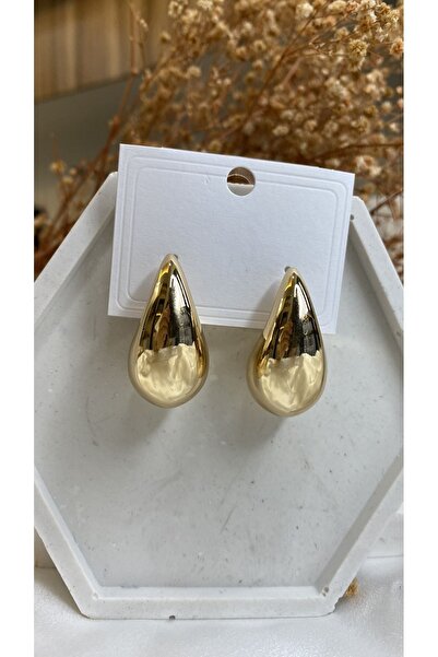 saren aksesuar Kadın Gözyaşı Damla Model Küpe Gold Renk