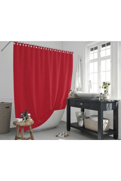Tropikhome 180x200 Single Wing Red Bathroom Curtain - Waterproof Bathtub Curtain