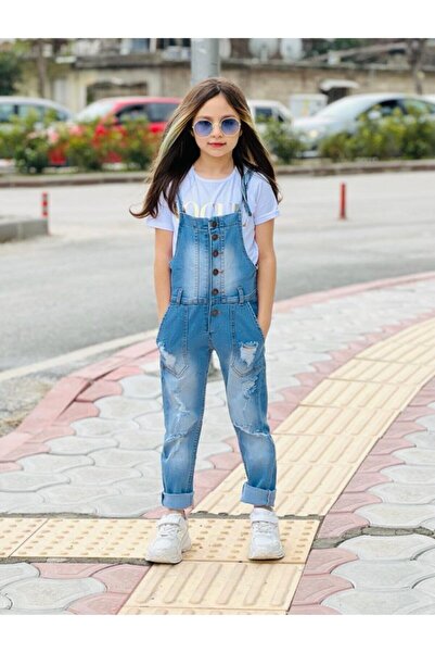 canicho Kız Çocuk Tarz Kot Tulum