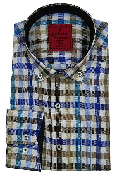 Bentini Мъжка риза Slim Fit на каре Bgl-st00089