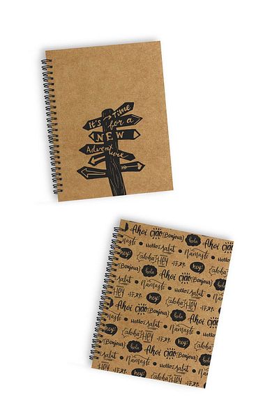 CoNotes Set of 2 A5 Spiraled Unlined Kraft Notebook (15X21CM)