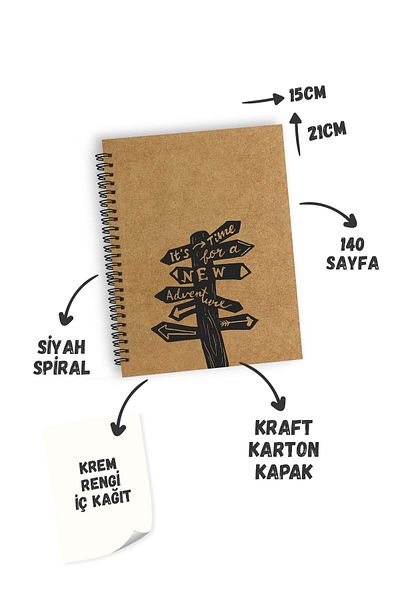 CoNotes Set of 2 A5 Spiraled Unlined Kraft Notebook (15X21CM)
