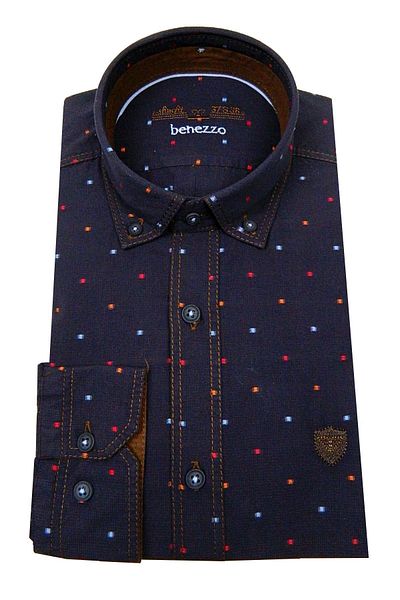 BENEZZO Ανδρικό πουά πουά Slim Fit 59217