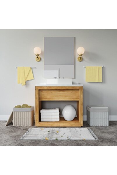 Tropikhome Banyo Paspası Papatya Desenli Dijital Baskılı 50x80 Püsküllü Polye...
