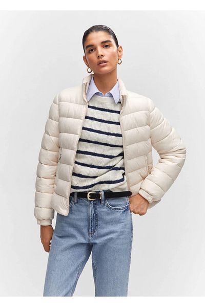 MANGO Woman Prošívaná kapesní anorak