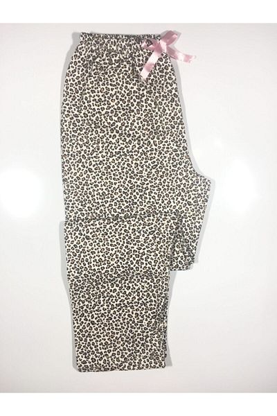 Altınay Leopard Patterned Cotton Non-Pocket Winter Women's Pajama Bottoms Pmk4