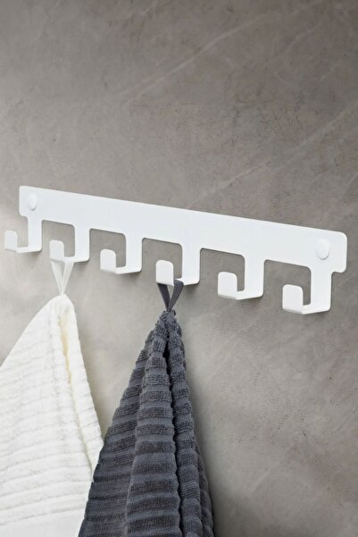 3art Metal Demir Banyo Askısı - Duvara Monte Havlu ve Elbise Askısı 6 Kancalı