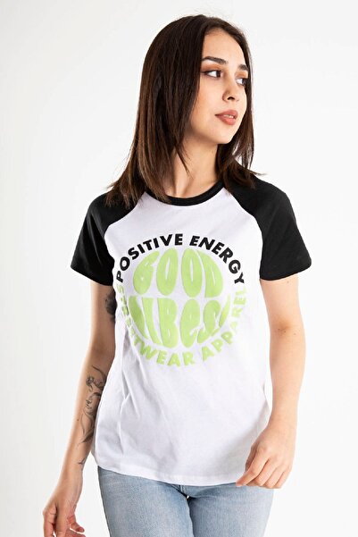 Mood Lab Women's Short Sleeve Puff Print Printed T-Shirt