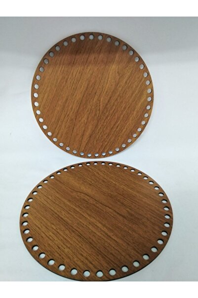 Tortwoodart Ahşap Makaron Örgü Çanta Kenar Plaka Düz Kahve 20 Cm 3ml - 1 Çift