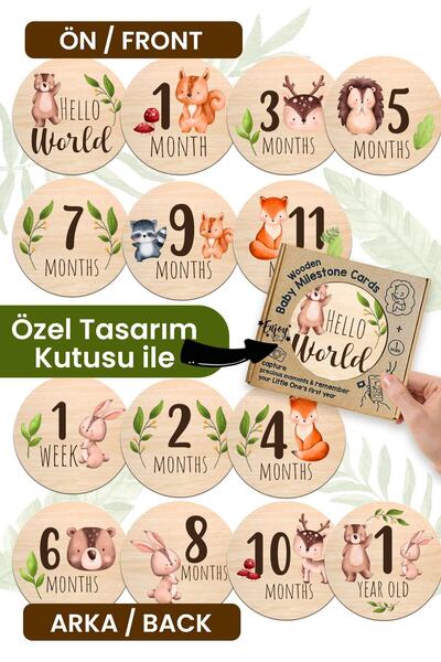 Enjoymydesign Aylık Bebek Kartları Ingilizce Milestone Cards Bebek Hediyelik ...