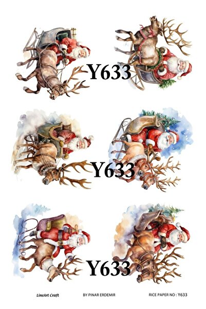 LİNEART Yılbaşı Deseni Pirinç Dekopaj Kağıdı No:YILBAŞI633- 29X42cm