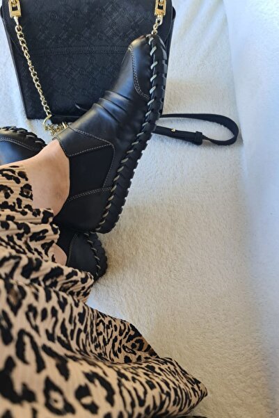 İNZE AYAKKABI Black Genuine Leather Casual - Model Name Sophia