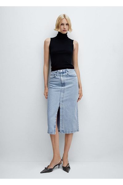 MANGO Woman Fusta midi din denim