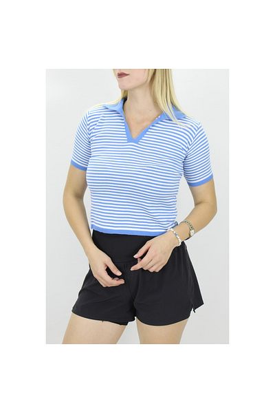 Lukas Blue Polo Neck Striped T-Shirt - 140.055