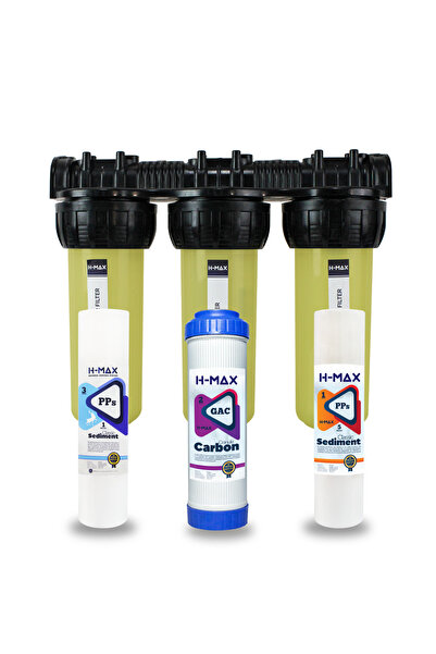 H-MAX Reverse Osmosis System Craper Tortu Ve Klor Önleyici 10 Inç 3lü Daire G...
