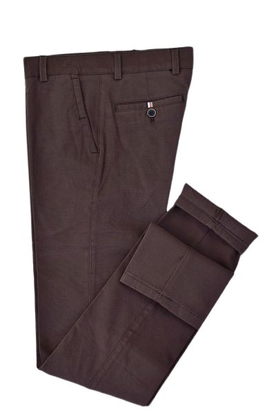 SİM Мъжки кафяви платнени панталони Slim Fit BGL-ST03324