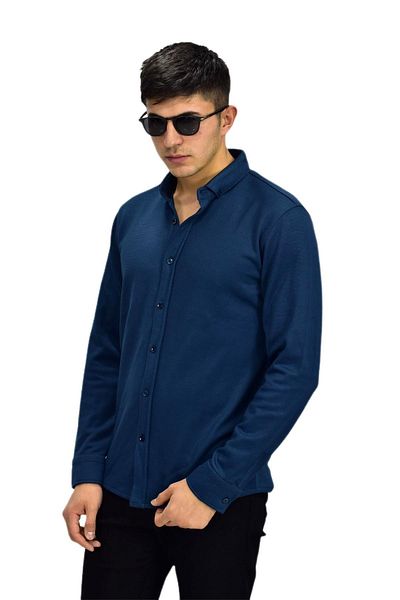 Raymons Cămașă sport cu mânecă lungă din jacquard pentru bărbați R6530 BGL-ST03205