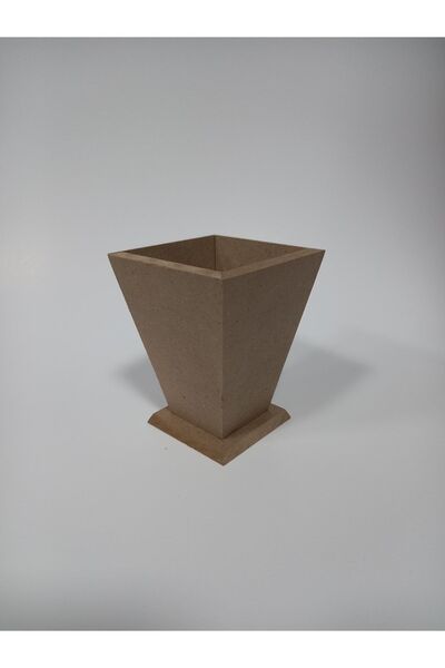 Yıldız Hobi Kırtasiye Boyanabilir Ahşap Ham Mdf Vazo Kalemlik (8x8x10 Cm)