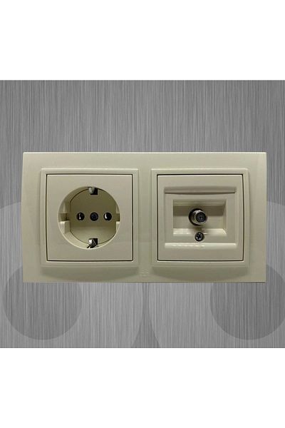 ELBİ Zena Grounded Socket Double Set - Satellite Socket Cream Frame