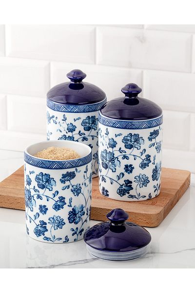 Madame Coco Fleur 3-Piece Spice Bowl Set - Blue/White