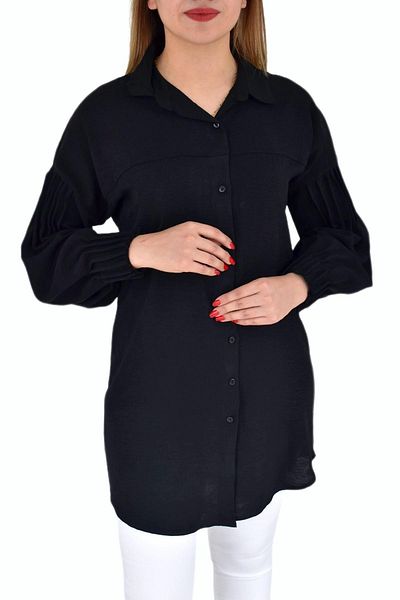 HİSSET Cămașă plisată cu mâneci Ayrobin pentru femei A10041 Bgl-st02893