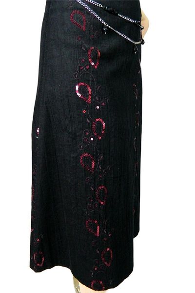 Eflatun Low-cut Thesna Velvet Sequin Embroidered Skirt 2178