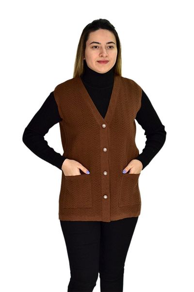 Çalıkuşu Дамски трикотажен елек с джобове BGL-ST03343