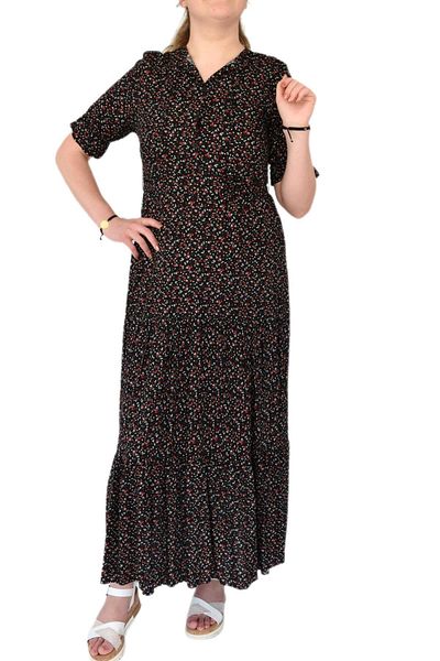 Woow Rochie de damă cu mâneci florale, cu guler adunat, cu șireturi Bgl-st02110